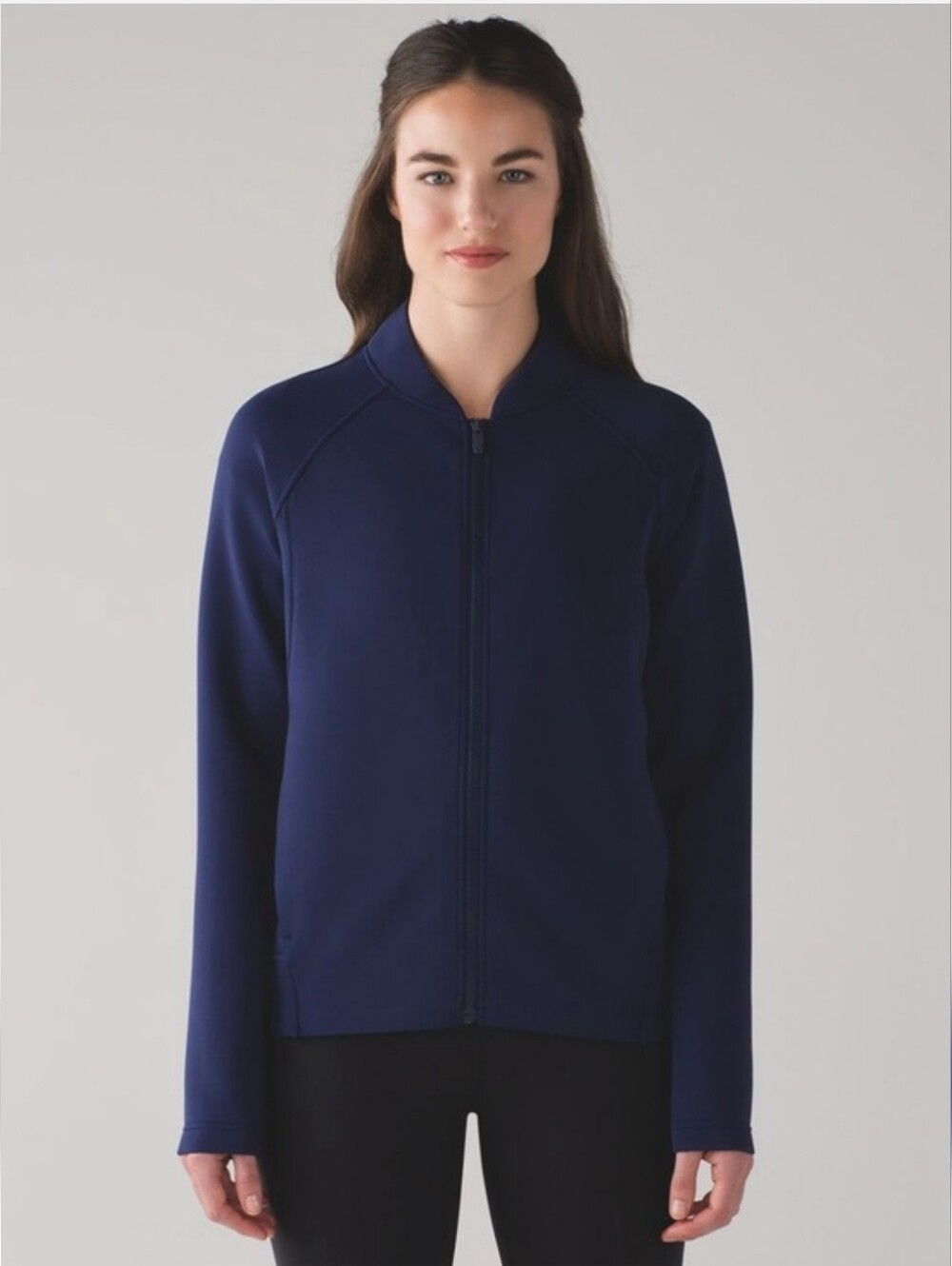 Lululemon Women's Embrace The Space Front Zip Jacket Navy Blue Luxtreme 10